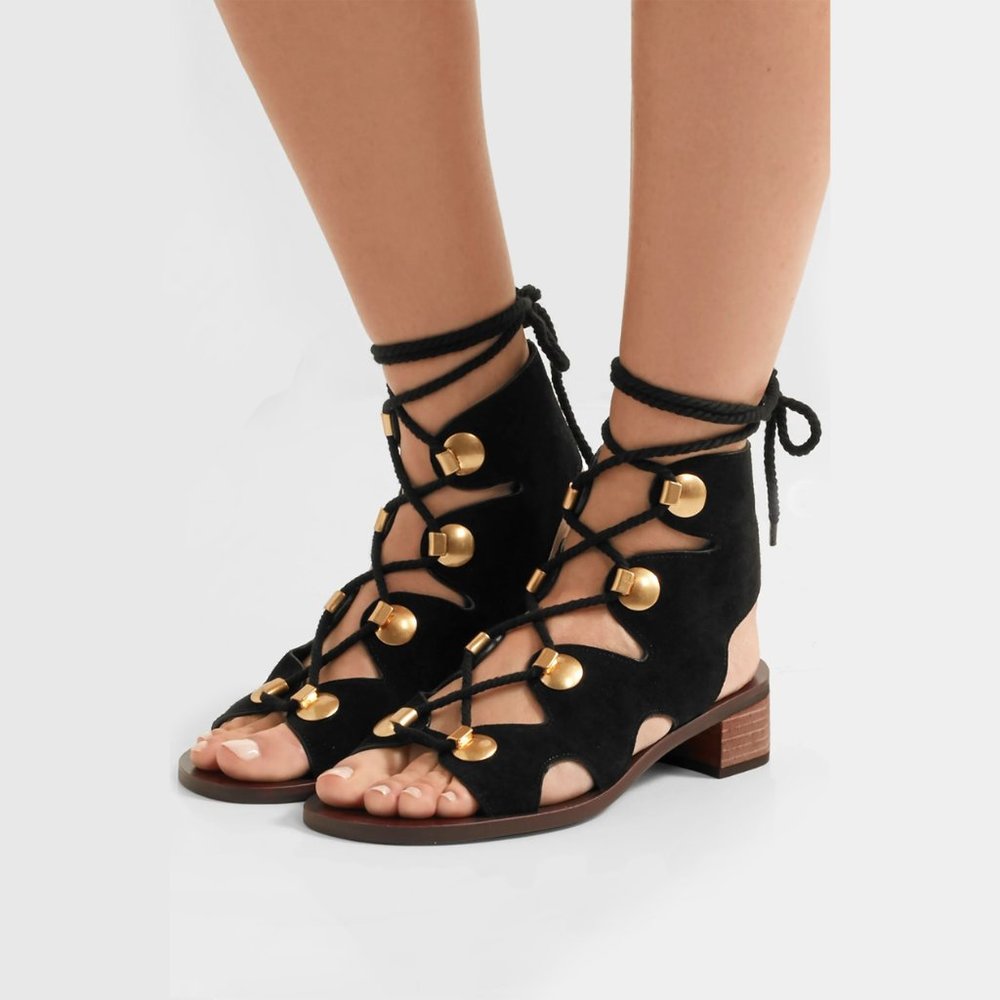 See By Chloe Gladiator Sandal Edna Black Gold 5